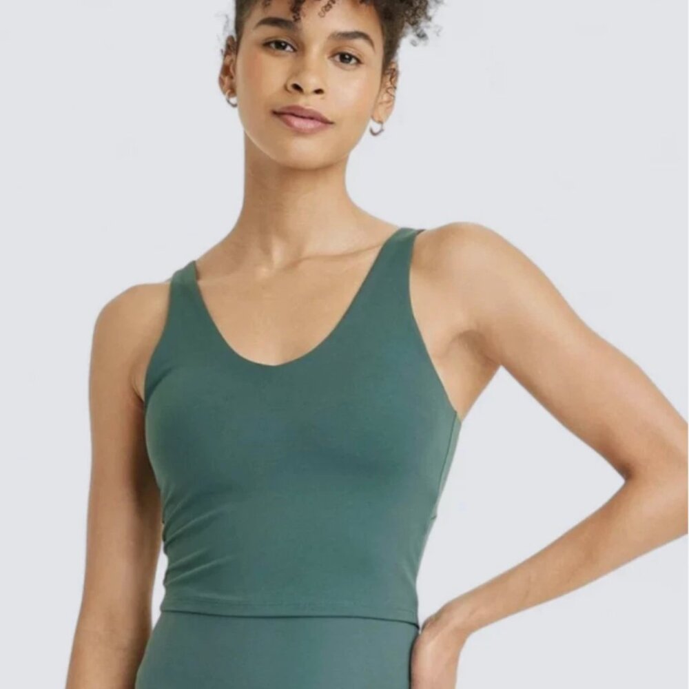 Women's Flex Light Support V Neck Cropped Sports Bra - All In Motion™ Cream L: M